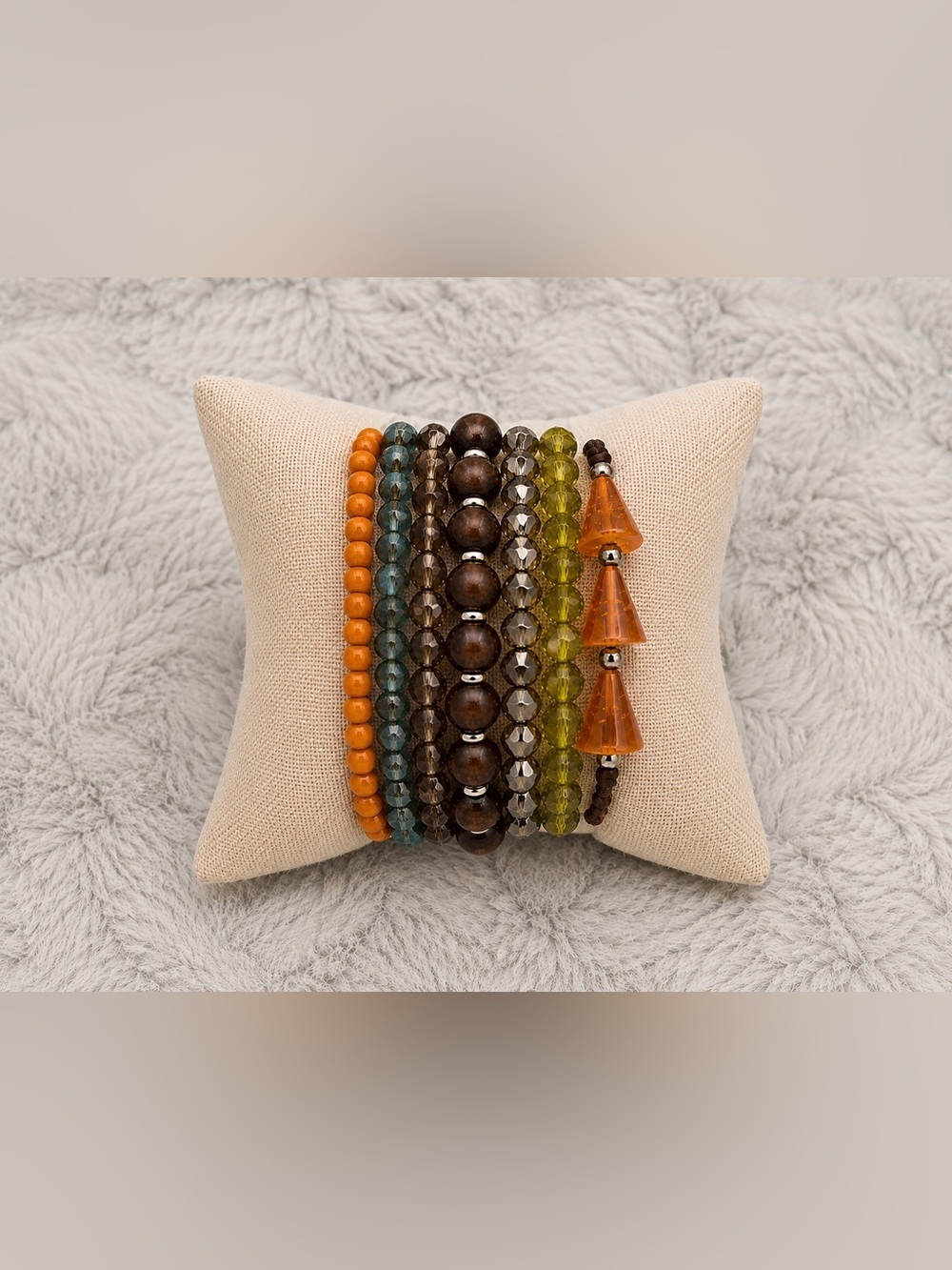 Boho Multi-Strand Beaded Wrap Bracelet – Earth Tone & Turquoise Accent